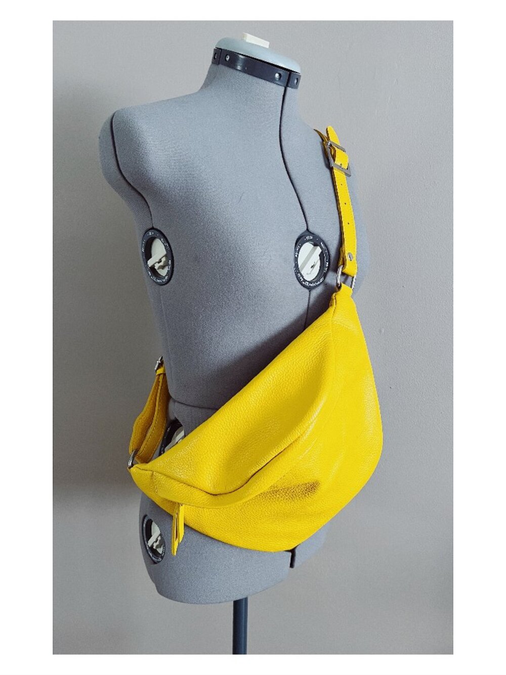 Borse in Pelle Italy Pebbled Yellow Leather Crossbody Belt Bag